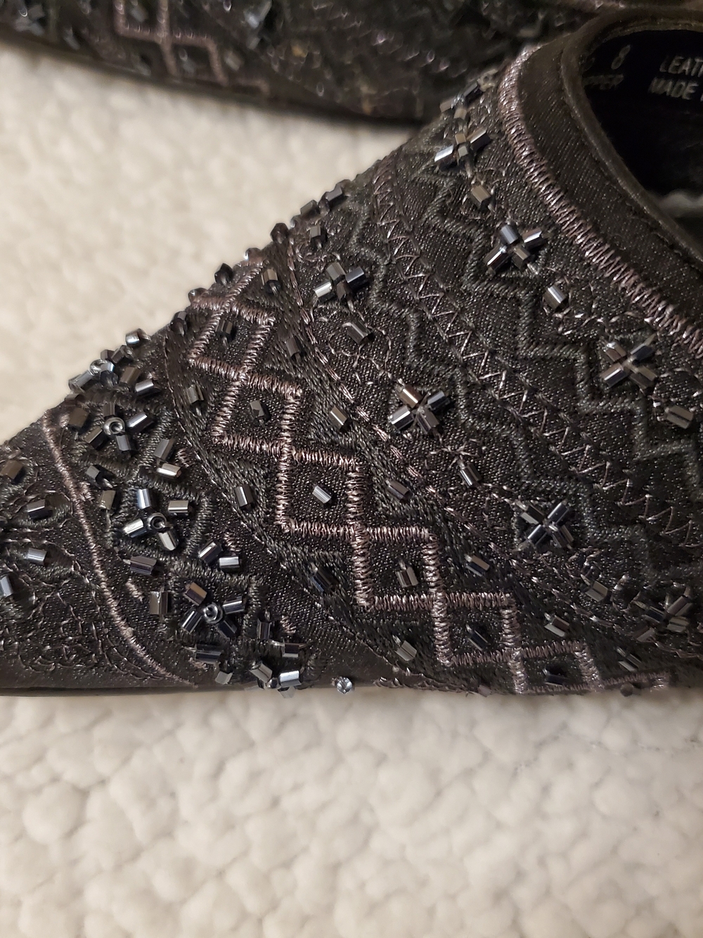 ellemenno Black Embellished Pointed-Toe Mule Heels - Picture 2 of 8
